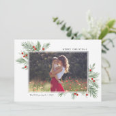 クリスマス フェスティブ エバーグリーン 写真カード 招待状 (スタンド正面)