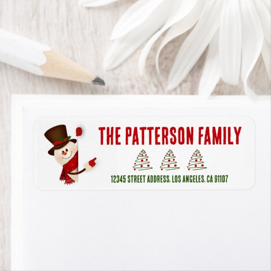 クリスマス フェスティブ スノーマン 返送先ラベル ラベル (インサイチュ)