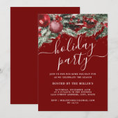 クリスマス フェスティブ フローラル ホリデー 招待状 (正面/裏面)