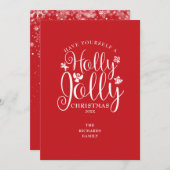 クリスマス フェスティブ ホリー ジョリー エレガント スクリプト (正面/裏面)