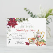 クリスマス フェスティブ ポインセチア ホリデー ティーパーティー 招待状 (スタンド正面)