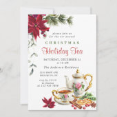 クリスマス フェスティブ ポインセチア ホリデー ティーパーティー 招待状 (正面)