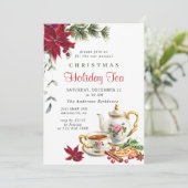 クリスマス フェスティブ ポインセチア ホリデー ティーパーティー 招待状 (スタンド正面)