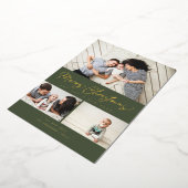 クリスマス フォイル スクリプト 3 枚の写真を飾る カード (回転した状態)