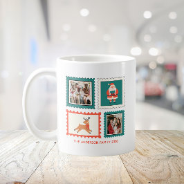 クリスマス フォトコラージュ 郵便切手 2 柄入り コーヒーマグカップ