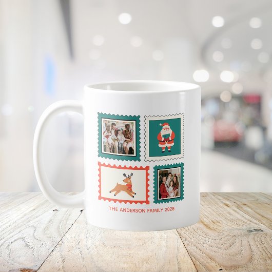 クリスマス フォトコラージュ 郵便切手 2 柄入り コーヒーマグカップ