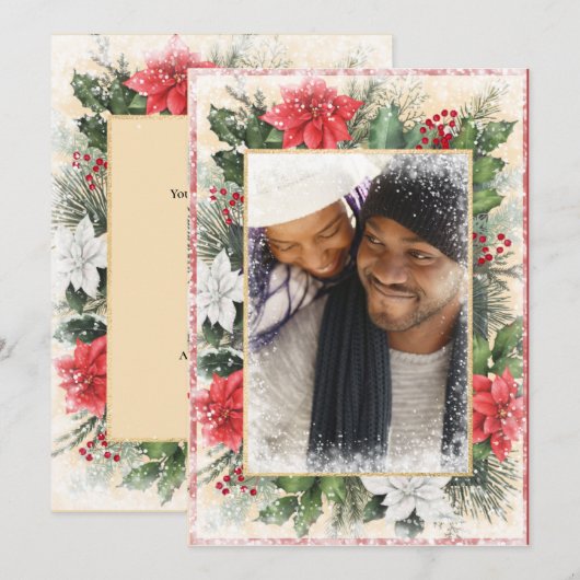 クリスマス フォトフレーム カード ホリデー シーズン ヴィンテージ (正面/裏面)