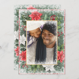 クリスマス フォト カード 冬のグリーン シーズン カード