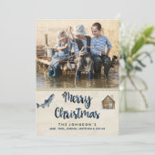 クリスマス フォト カード 釣り 湖 コテージ (スタンド正面)