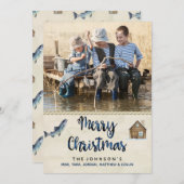 クリスマス フォト カード 釣り 湖 コテージ (正面/裏面)