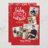 クリスマス フォト コラージュ かわいい 赤ちゃん 外は寒い (正面/裏面)