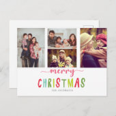 クリスマス フォト コラージュ カラフル かわいい ポストカード (正面/裏面)