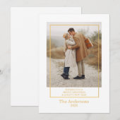 クリスマス フォト コラージュ ゴールド ホリデー カード (正面/裏面)