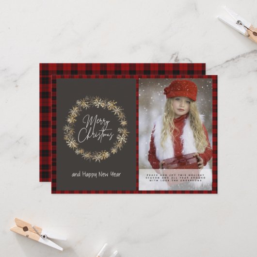 クリスマス フォト バッファロープライド モダン フェスティブ シンプル 2 カード (正面/裏面インサイチュ)