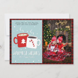 クリスマス フォト バッファロープレイド モダン フォークアート ホットココア カード