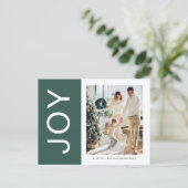 クリスマス フォト ファミリー | グリーン ジョイ ホリデー ポストカード (スタンド正面)