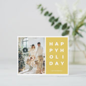 クリスマス フォト ファミリー | ハッピー ホリデー イエロー ポストカード (スタンド正面)