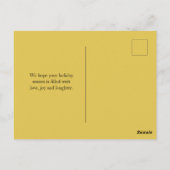 クリスマス フォト ファミリー | ハッピー ホリデー イエロー ポストカード (裏面)