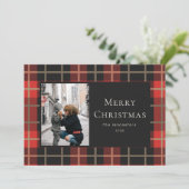 クリスマス フォト ホリデー 赤 プラッド フラット (スタンド正面)