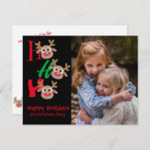 クリスマス フォト ホー ホー ホー カートゥーン トナカイ ブラック (正面/裏面)