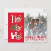 クリスマス フォト ホー ホー ホー カートゥーン トナカイ 赤 (正面)