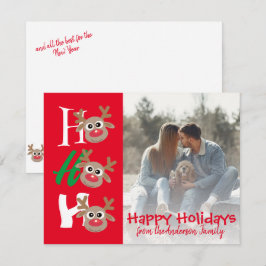 クリスマス フォト ホー ホー ホー カートゥーン トナカイ 赤