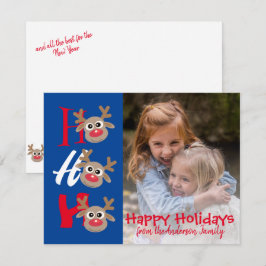 クリスマス フォト ホー ホー ホー カートゥーン トナカイ 青