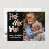 クリスマス フォト ホー ホー ホー  トナカイ 白 黒 (正面/裏面)