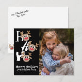 クリスマス フォト ホー ホー ホー  トナカイ 白 黒 タイプ ブラック (正面/裏面)