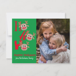 クリスマス フォト ホー ホー ホー  トナカイ 緑面 白しっく 雑貨