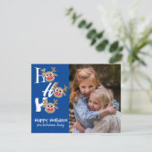 クリスマス フォト ホー ホー ホー  トナカイ 青い 斬新なデザイン (スタンド正面)