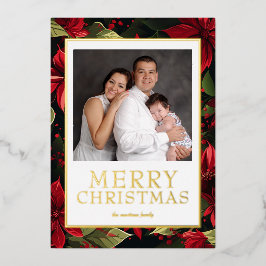 クリスマス フォト ポインセチア ゴールド フォイル 箔シーズンカード