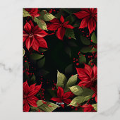 クリスマス フォト ポインセチア ゴールド フォイル 箔シーズンカード (裏面)
