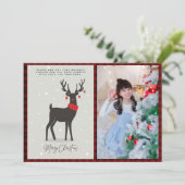 クリスマス フォト モダン フォーク アート トナカイ カード (スタンド正面)