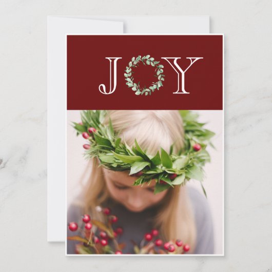 クリスマス フォト レッド ジョイ カード (正面)