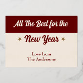 クリスマス フォト 飾り 星 ワインレッド 箔シーズンカード (裏面)