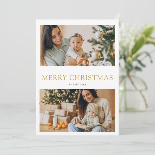 クリスマス フォト 2 枚 ホリデー カード (スタンド正面)