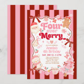 クリスマス フォーエバー メリー 4歳の誕生日招待状 招待状 (正面/裏面)