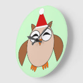 クリスマス·フクロウの壁掛け時計 ラージ壁時計 (傾斜)