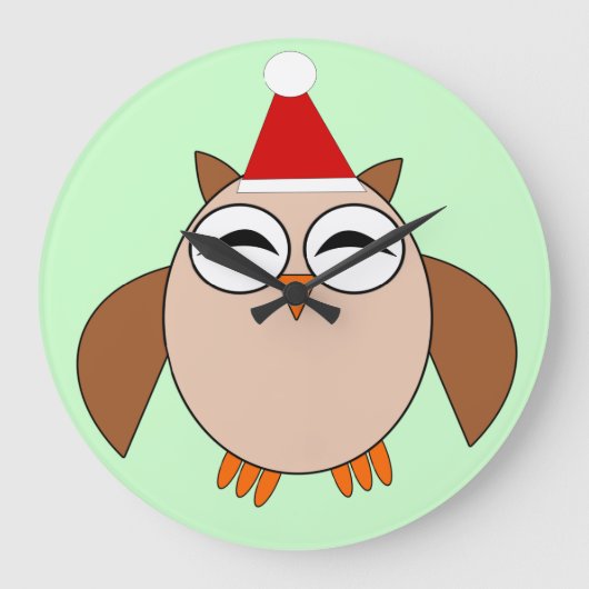 クリスマス·フクロウの壁掛け時計 ラージ壁時計 (正面)