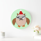 クリスマス·フクロウの壁掛け時計 ラージ壁時計 (ホーム)