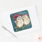 クリスマス・フクロウ・カップル応援 スクエアシール (封筒)