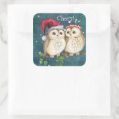 クリスマス・フクロウ・カップル応援 スクエアシール (バッグ)