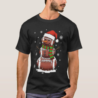 クリスマス フットボール 雪だるま スポーツ Xmas ホリデー 少年 Tシャツ
