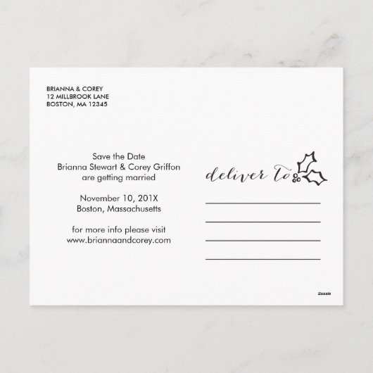 クリスマス·フューチャーのミスターとミセス·フォトが日付を守る シーズンポストカード (裏面)