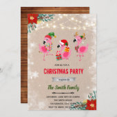 クリスマス フラミンゴとジングルのご招待 招待状 (正面/裏面)