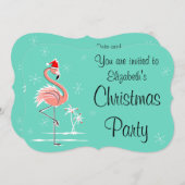 クリスマス·フラミンゴの「お招待され前は」かっこ 招待状 (正面/裏面)