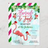 クリスマス フラミンゴ パーティー 招待状 (正面/裏面)