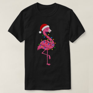 クリスマス フラミンゴ ライト 熱帯の祝日 Tシャツ