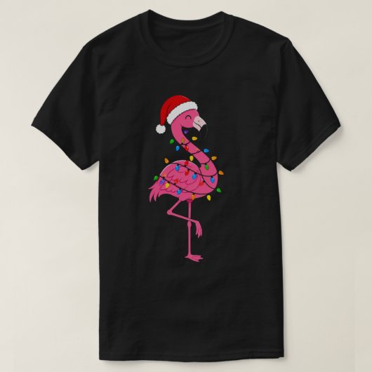 クリスマス フラミンゴ ライト 熱帯の祝日 Tシャツ (デザイン正面)
